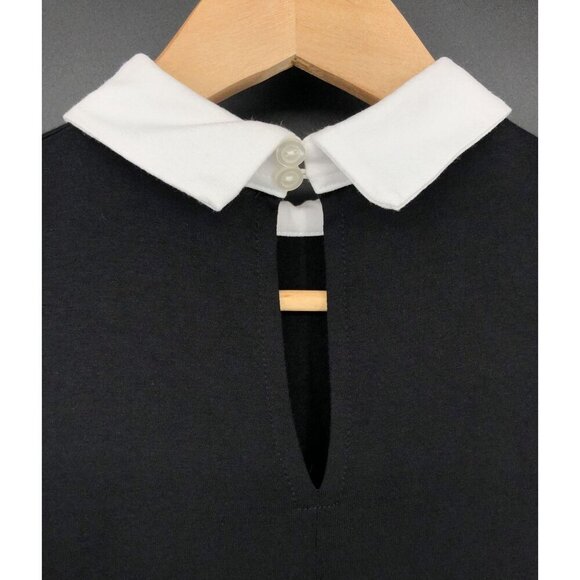 Asos Womens Black Midi Dress 6 Button Back Detail Wednesday Preppy Dark Academia - Picture 4 of 9